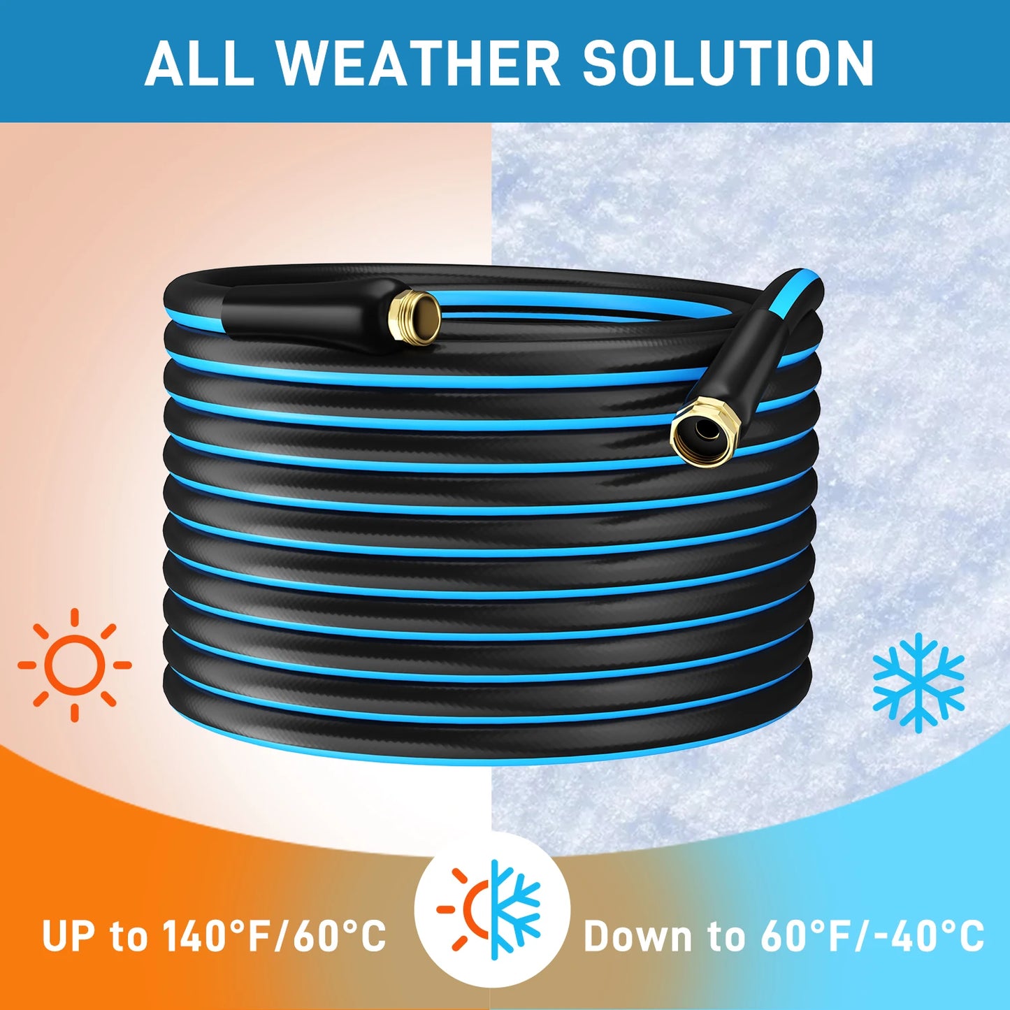 GardenJoy Heavy-Duty PVC Garden Hose | 5/8" | 25–100 ft | Kink-Free | Brass Connectors