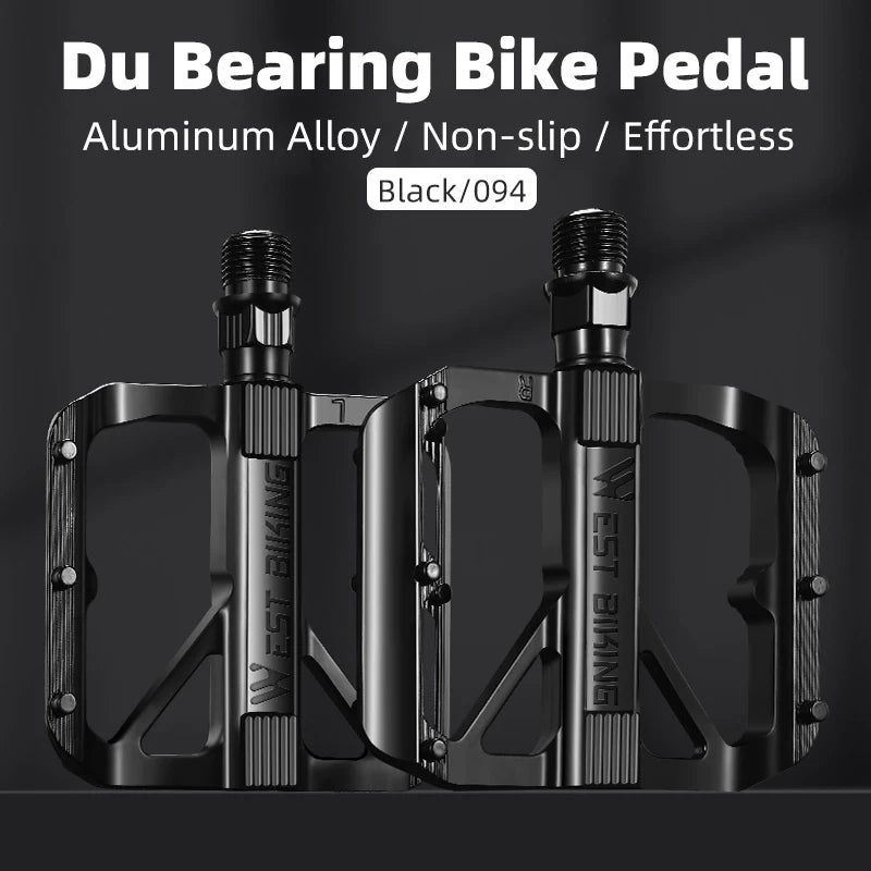 WEST BIKING Ultralight Aluminum Alloy Bike Pedals - DU Bushing or 3-Bearing, Anti-Slip