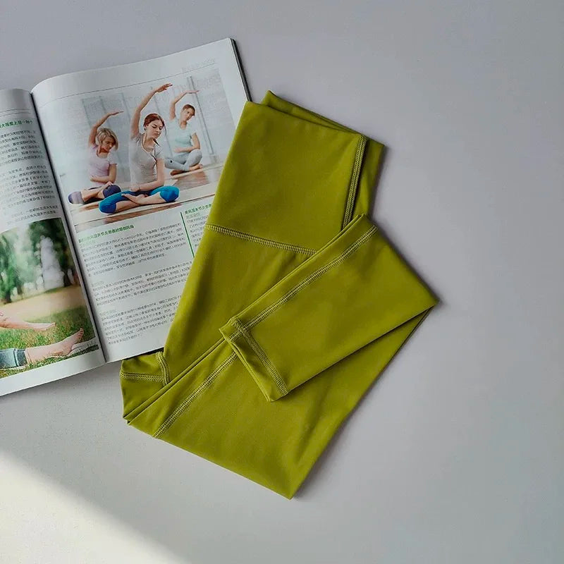 Women's High-Waist Yoga Exercise Pants Tight Fitting High Elasticity Gauntlet Line Nude Feeling Hip Lifting Gym Trousers