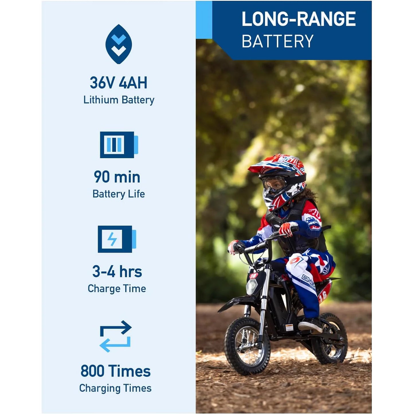Hiboy 36V & 300W Electric Motorcycle - Up to 15.5 MPH & 13.7 Miles Long-Range, 3-Speed Modes Electric Dirt Bike for Kids Ages 3-10