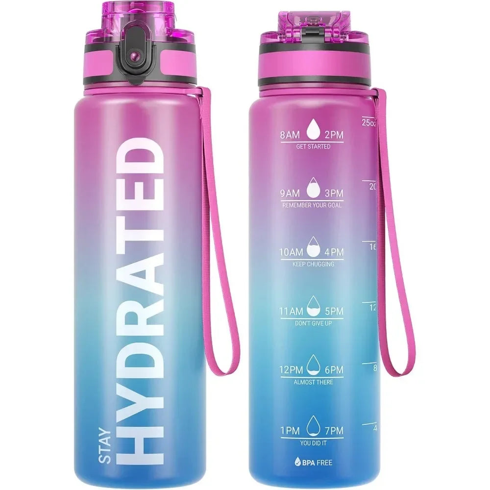 32oz Motivational Water Bottle - Leakproof Sports Bottle for Travel & Outdoor Activities