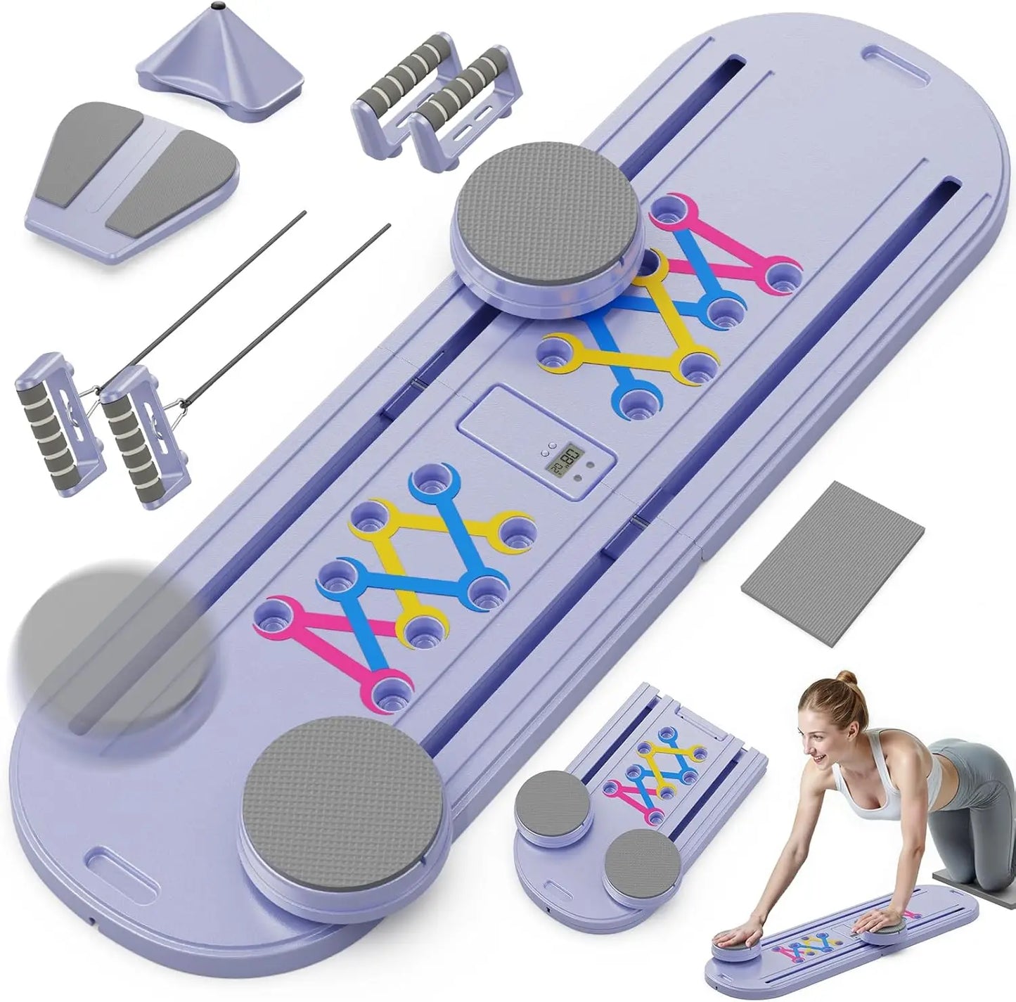 Pilates Sliding Board & Reformer, 5-in-1 Portable Home Workout with Built-In Timer | StriveRiseFit