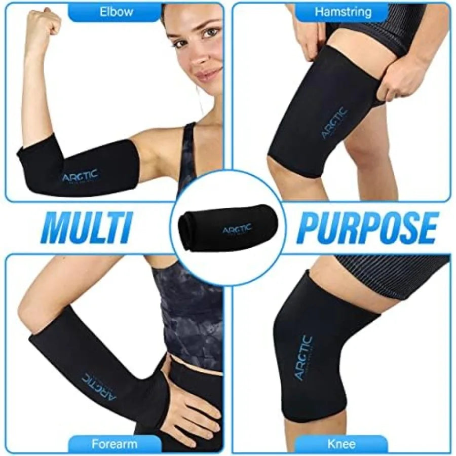 2-Pack Reusable Gel Ice Pack Wraps for Elbow & Knee, Cold Compression Sleeves, S-XL | StriveRiseFit