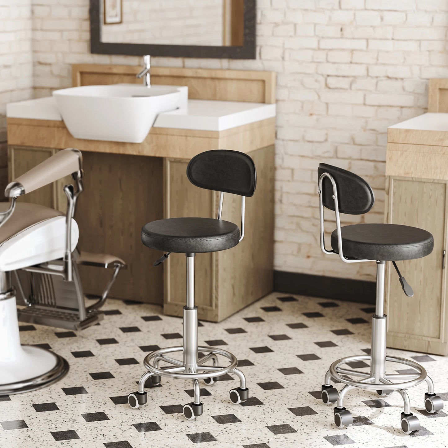 Height-Adjustable Rolling Stool with 360° Swivel — Office, Salon & Drafting Chair | StriveRiseFit