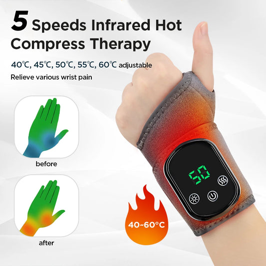 Electric Heated Wrist Massager Brace — Vibration & Heat for Carpal Tunnel Relief | StriveRiseFit