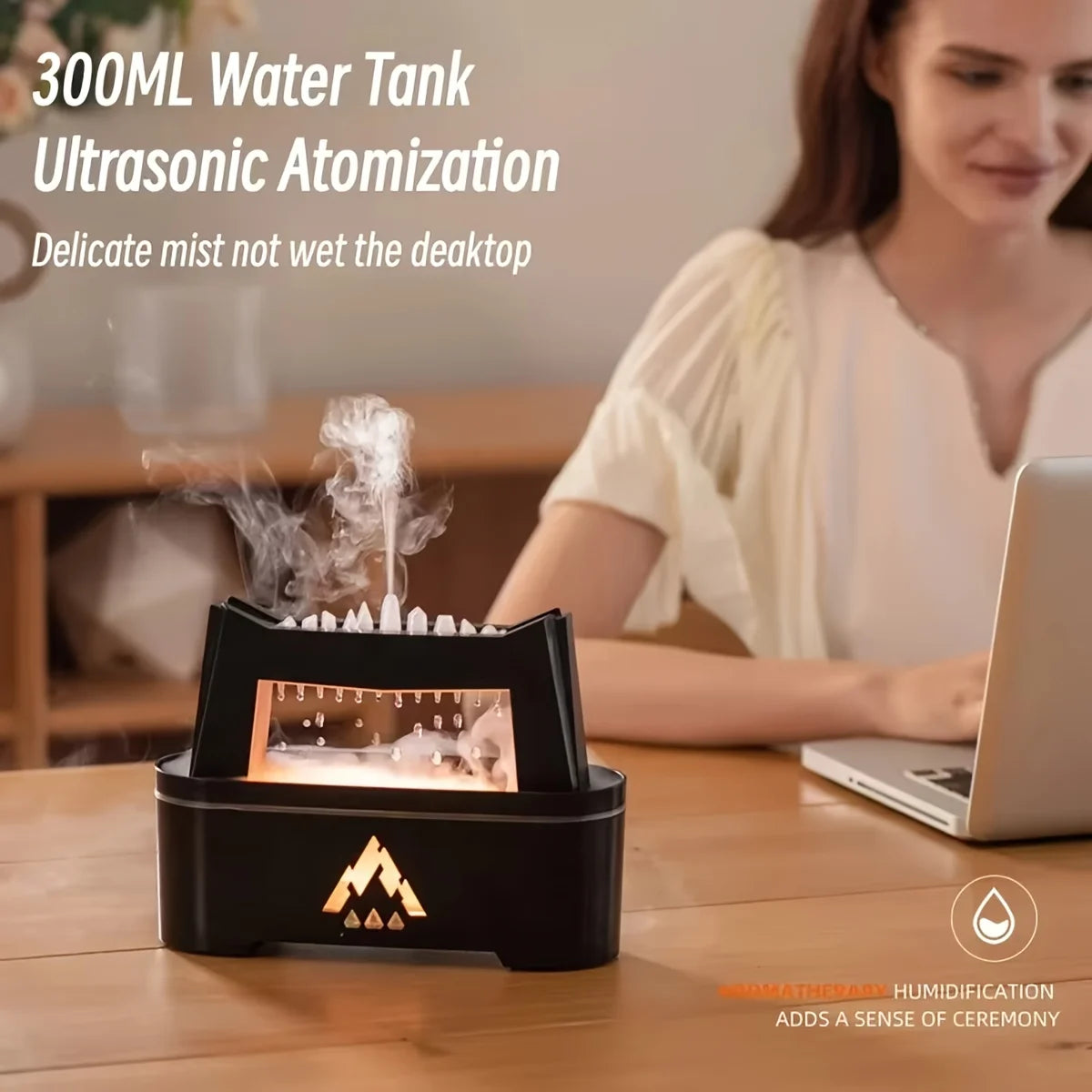 Aroma Diffuser Cloud Rain Humidifier Essential Oil Diffuser Light Rain Drop Sounds Flame/Blue