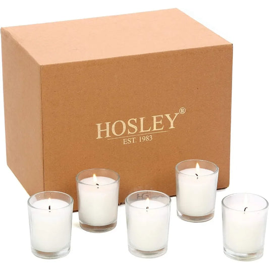 240 Pack Ivory Unscented Clear Glass Filled Votive Candles ~ Hand Poured Wax Candle Ideal Gifts for Aromatherapy Spa Weddings Christmas