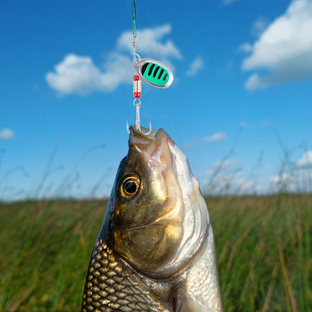 JOCESTYLE 30-Pack Metal Spoon Spinner Lures with Treble Hooks - Bass, Trout, Perch & Pike