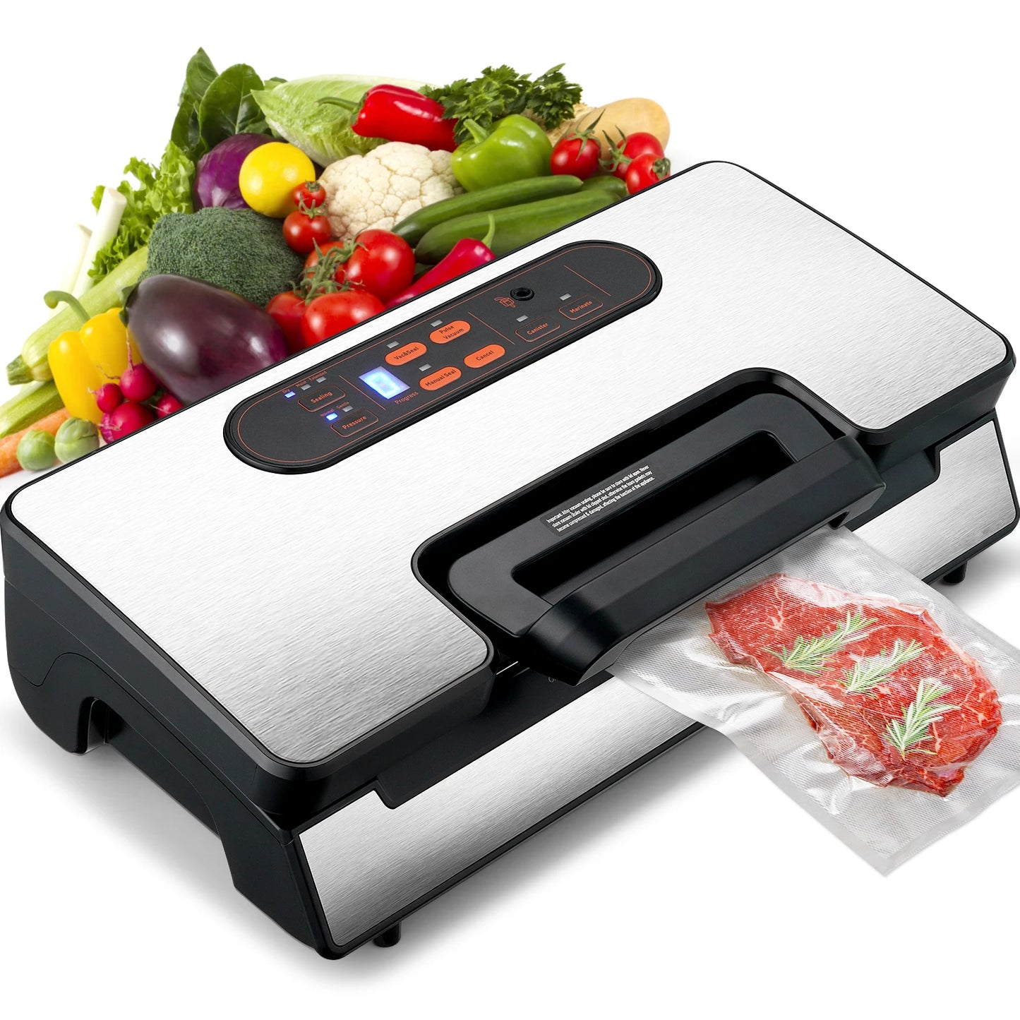 Vacuum Sealer Machine | 90kPa Dual Pump, 130W, Dry & Moist Modes + Bags Included