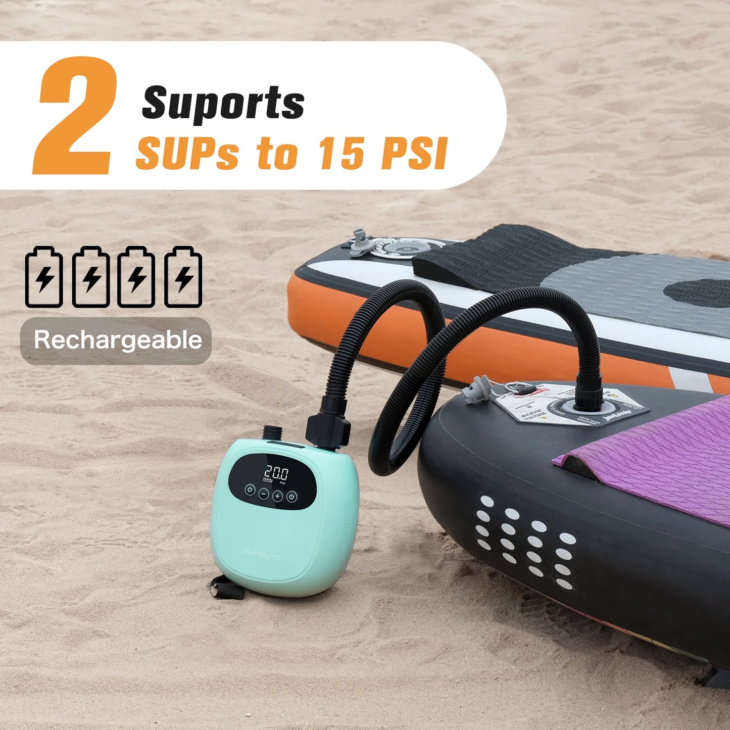 Electric SUP Pump 20PSI Battery-Powered Inflation & Deflation for Paddle Board Kayak Boat | StriveRiseFit