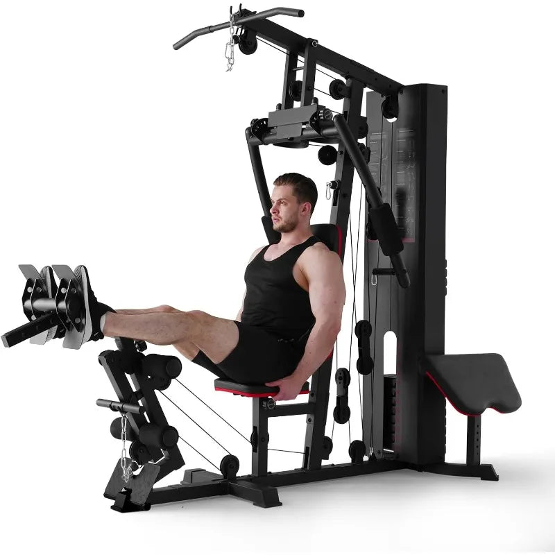 Home Gym Workout Station with 150LBS Weight Stack, Multifunctional Home Gym Equipment