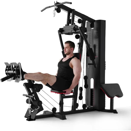 Home Gym Workout Station with 150LBS Weight Stack, Multifunctional Home Gym Equipment