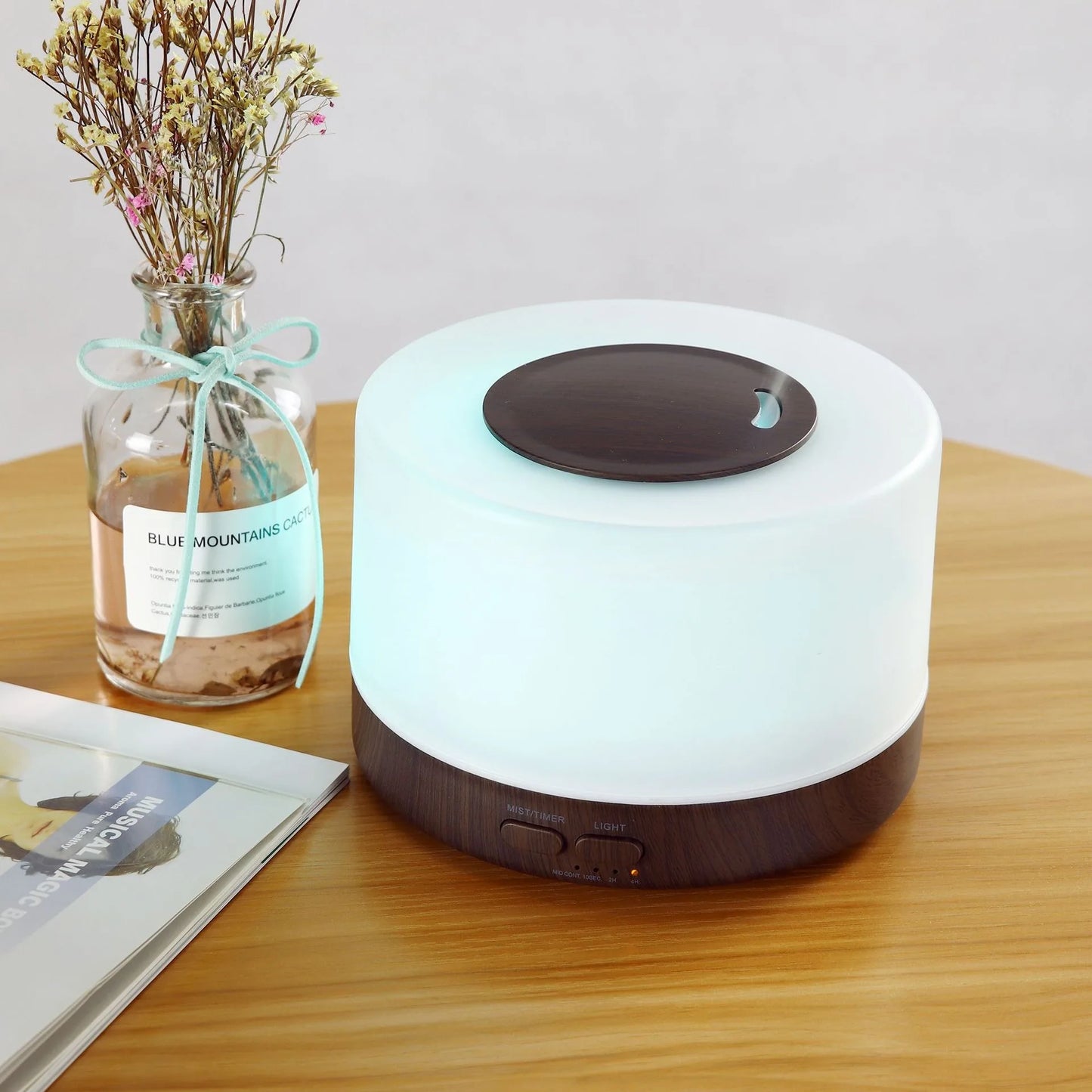 2-Pack 500ml Wood Grain Aroma Diffuser with Remote 7-Color LED & 12 Essential Oils | StriveRiseFit