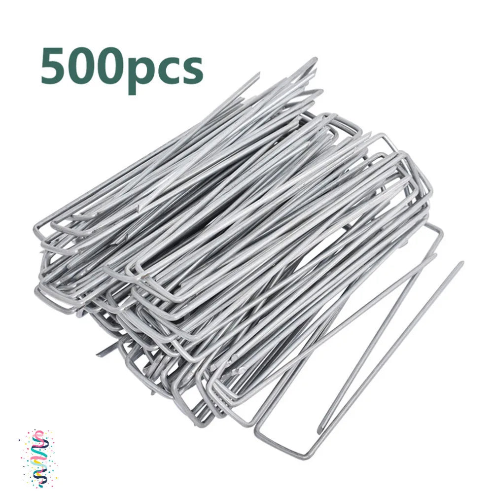 500-Pack 6" Galvanized Landscape Staples U-Shaped 11 Gauge Garden Stakes | StriveRiseFit