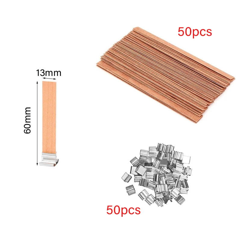 Wooden Candle Wicks with Metal Clip Base, 30 & 50-Pack | StriveRiseFit