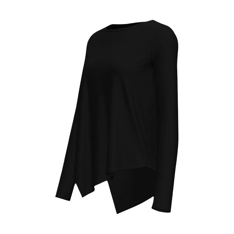 Women Yoga Long T-Shirt Round Neck Solid Color Loose Casual Sport Sunscreen Yoga Tops Fall Outdoor Riding Running Sport Yoga Top