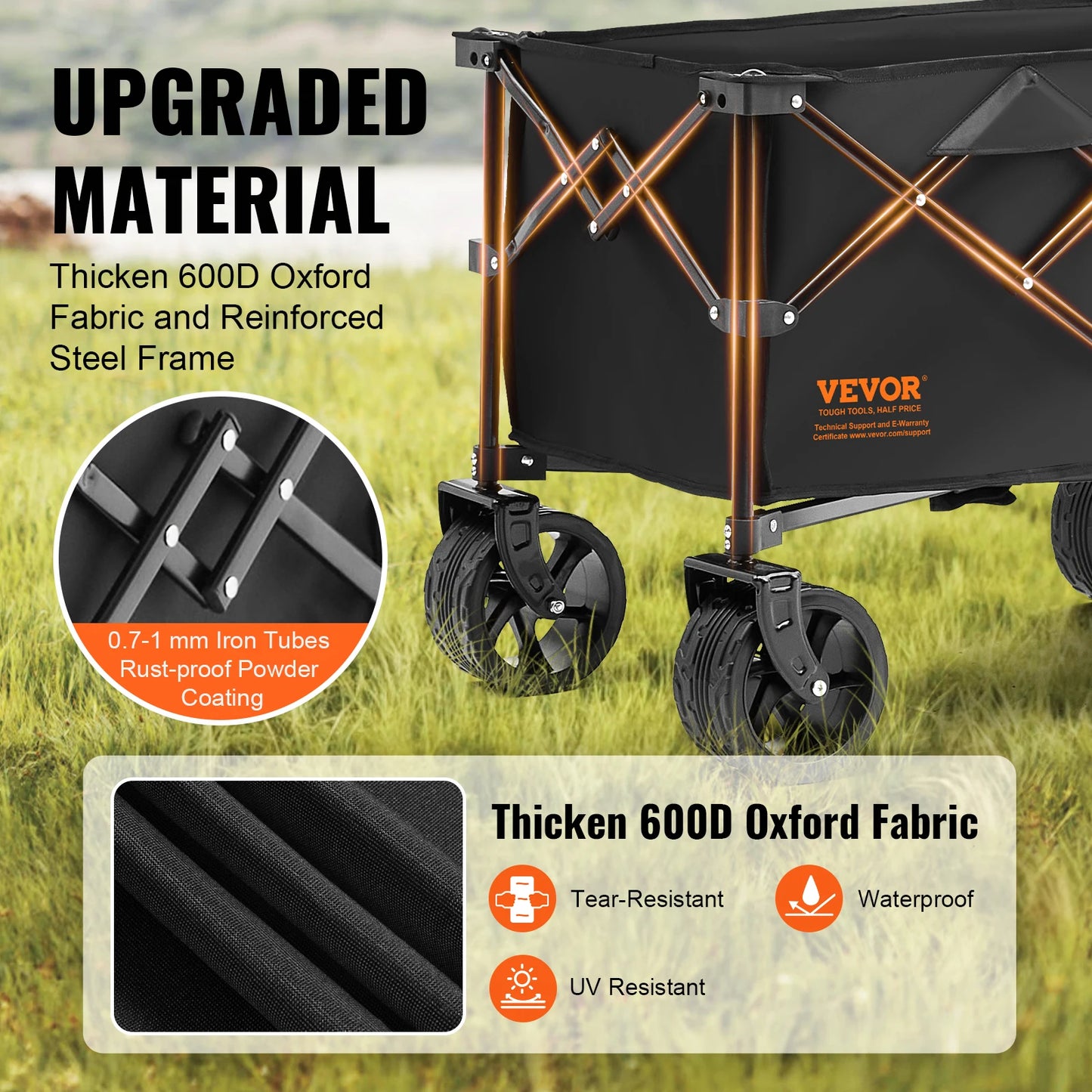 Collapsible Folding Wagon Cart with All-Terrain Wheels | StriveRiseFit